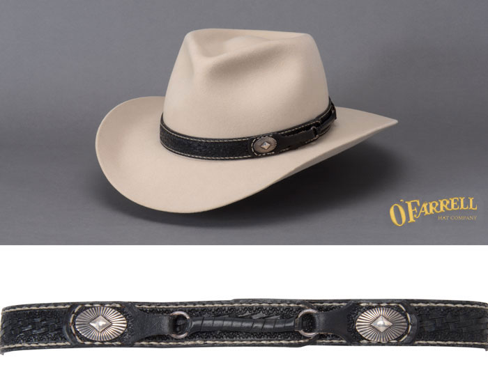 Basket Weave & Conchos Leather Hat Band