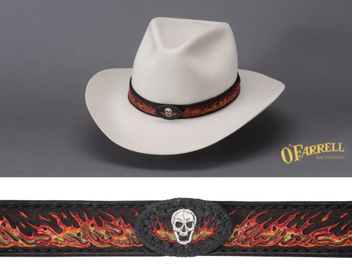 Skulls Hat Band with Flames