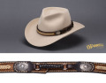 Leather Hat Band with Weaving and Conchos