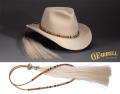GG101 Peyote Silver Beaded Hat Band with Horsehair
