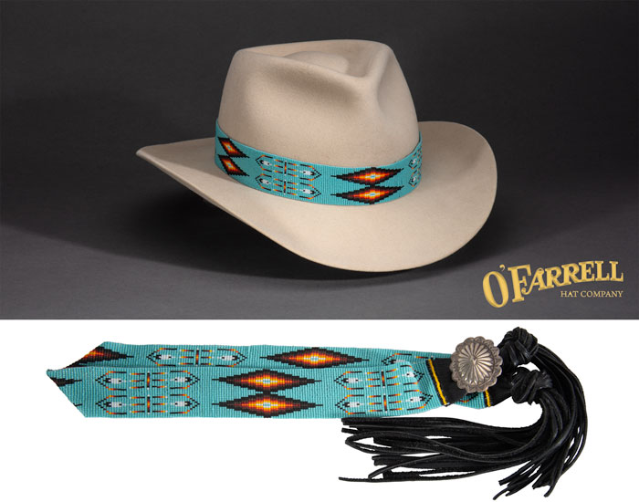GG112 Wide Turquoise Beaded Hat Band
