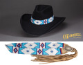 GG111 White & Blue Wide Beaded Hat Band