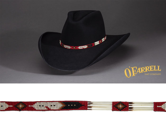 SB109 Red & Black Feather Beaded Hat Band