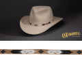 SB110 Tan & Black Feather Beaded Hat Band