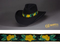 SB101 Black Yellow Rose Beaded Hat Band