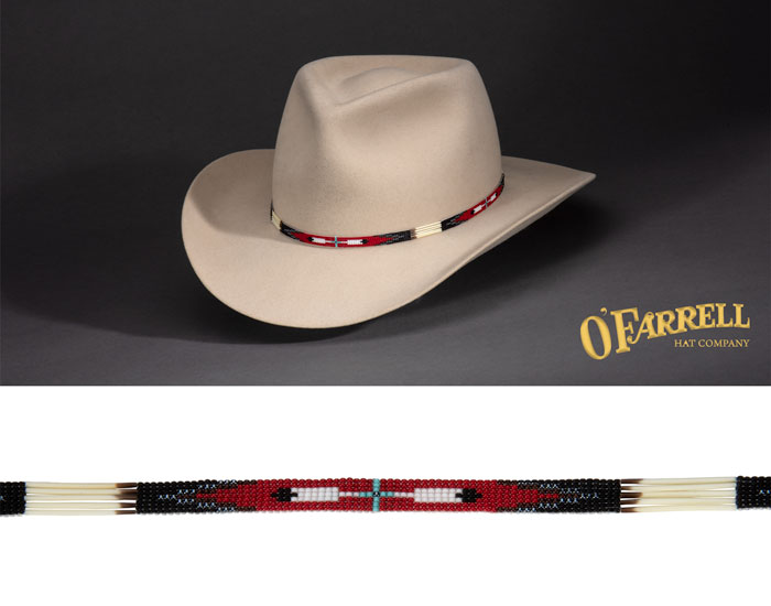 SB111 Black & Red 7L Arrow Beaded Hat Band